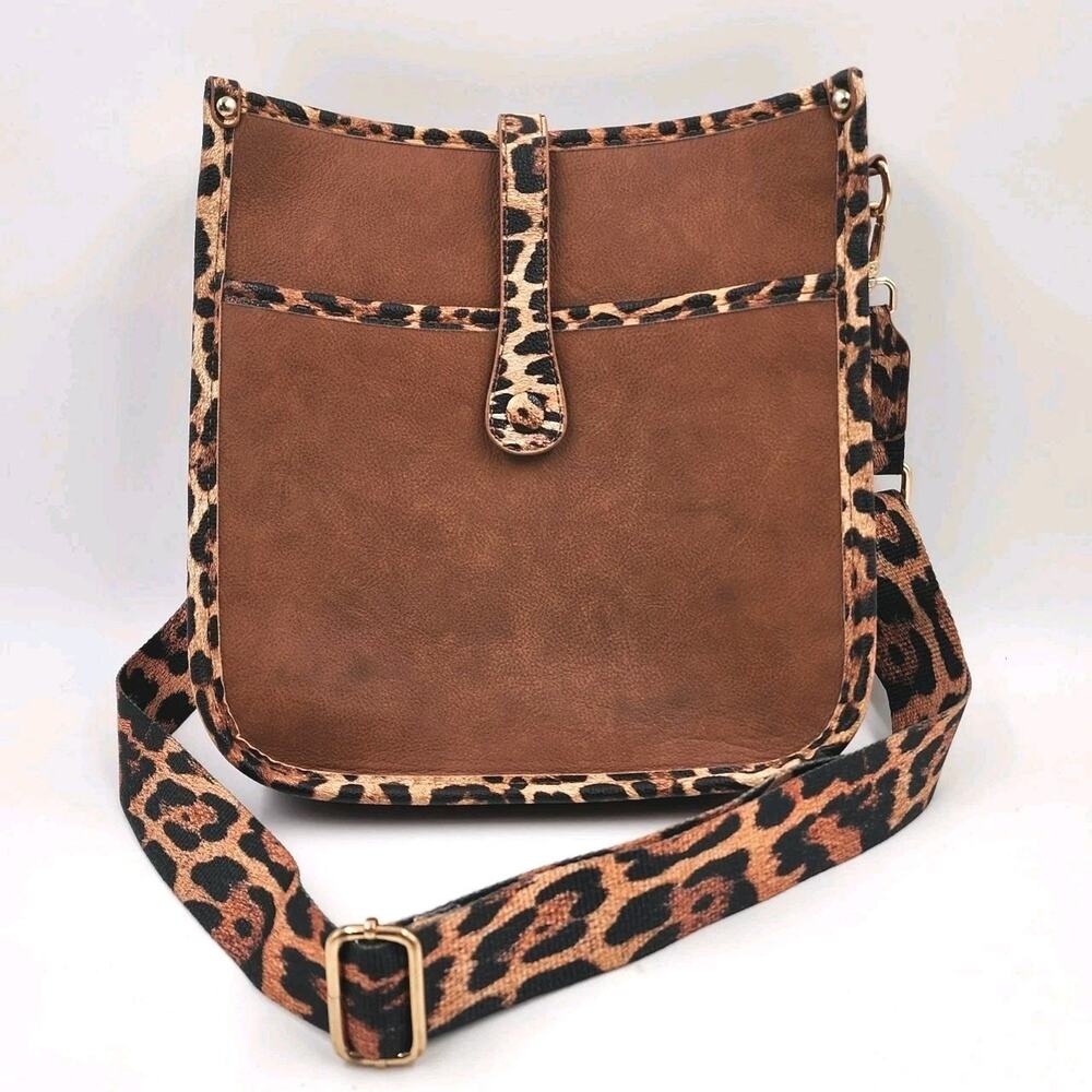Montana West Brown Crossbody Bag Leopard Print Adjustable Strap Western Purse